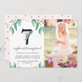 ボタかわいらしニカル7thバースデーパーティー写真 招待状 (正面/裏面)