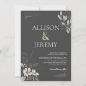 ボタエレガントニカルウォーターの色フローラ結婚式の招待 招待状 (正面)