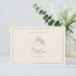ボタエレガントニカルオーキッド結婚モノグラム サンキューカード