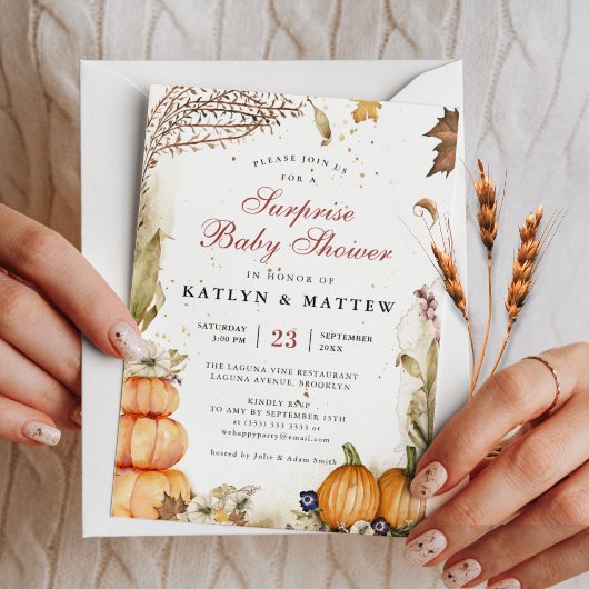 ボタエレガントニカルカボチャ秋秋の赤ちゃんシャワー 招待状