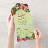 ボタエレガントニカルガーデンカントリーフローラ結婚ズ オールインワン招待状 (貼ってはがせる)