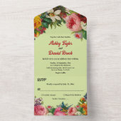 ボタエレガントニカルガーデンカントリーフローラ結婚ズ オールインワン招待状 (内側)