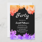 ボタエレガントニカルガーデンネオンフローラ40歳の誕生日 招待状 (正面)