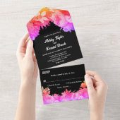 ボタエレガントニカルガーデンネオンライトフローラ結婚ズ オールインワン招待状 (貼ってはがせる)