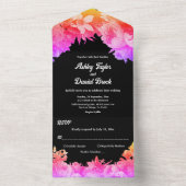 ボタエレガントニカルガーデンネオンライトフローラ結婚ズ オールインワン招待状 (内側)