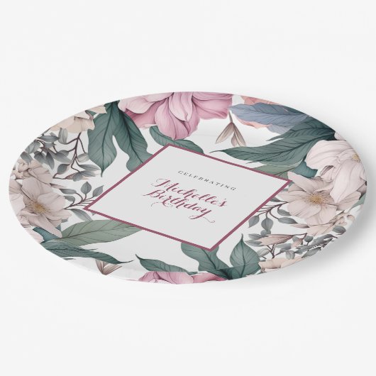 ボタエレガントニカルガーデンフローラ誕生会 ペーパープレート (アングル)