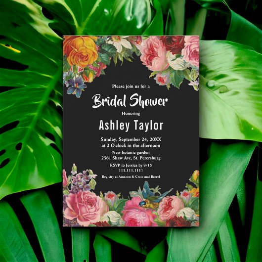 ボタエレガントニカルガーデンボホフローラブライダルシャワー 招待状