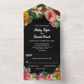 ボタエレガントニカルガーデンボホブラックフローラズ結婚 オールインワン招待状 (内側)