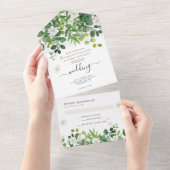 ボタエレガントニカルガーデン春サマー結婚ズ オールインワン招待状 (貼ってはがせる)