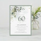 ボタエレガントニカルグリーンフローラ60誕生日 招待状 (スタンド正面)