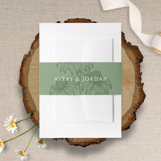 ボタエレガントニカルコンフロアーセージ結婚グリーン 招待状ベリーバンド