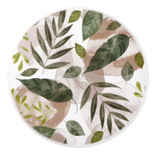 ボタエレガントニカルサファリ葉ー セラミックノブ (正面)