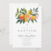 ボタエレガントニカルシトラスクロスガールバプテスマ 招待状 (正面/裏面)