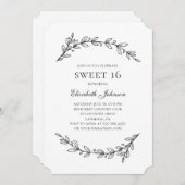 ボタエレガントニカルスイート16.ガーデン16歳の誕生日 招待状 (正面/裏面)