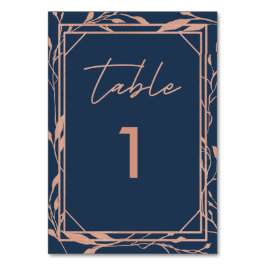 ボタエレガントニカルネイビー&バラ金ゴールド結婚ズ テーブルナンバー
