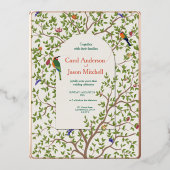 ボタエレガントニカルバード結婚式招待状 箔招待状ポストカード (正面)