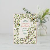 ボタエレガントニカルバード結婚式招待状 箔招待状ポストカード (立ち正面)