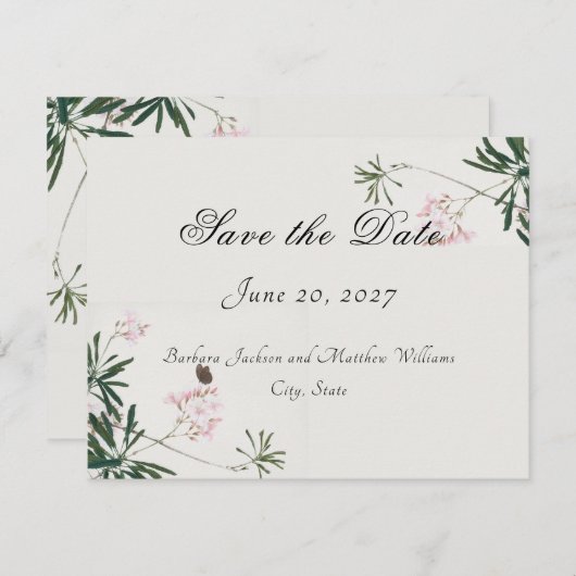 ボタエレガントニカルピンクの花は日付カードを保存 出欠カード (正面/裏面)