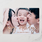 ボタエレガントニカルフルフォトクリスマス 箔シーズンカード (正面)