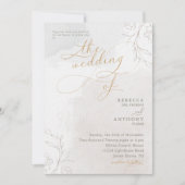 ボタエレガントニカルフローラスクリプ結婚ト 招待状 (正面)