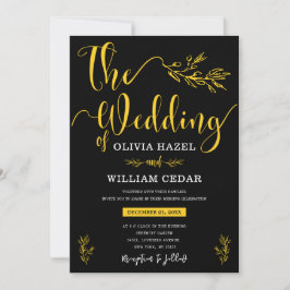 ボタエレガントニカルブラックカスタマイズエロ結婚ーズ 招待状