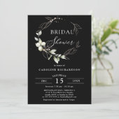 ボタエレガントニカルブラック金ゴールドブライダルシャワー 招待状 (スタンド正面)