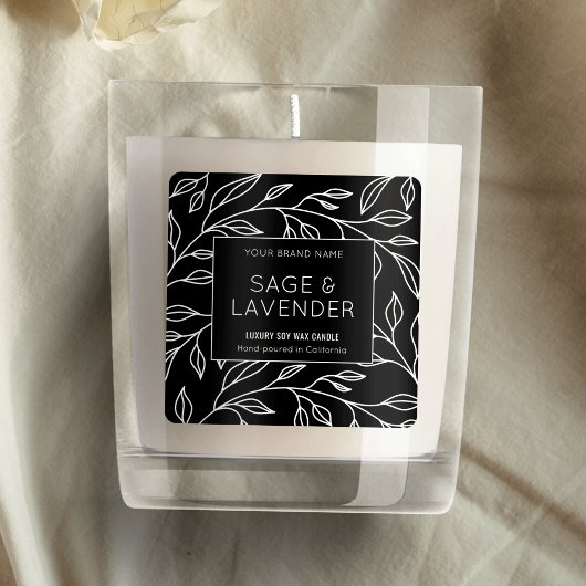 ボタエレガントニカルブラック&ホワイト製品の瓶ラベル スクエアシール