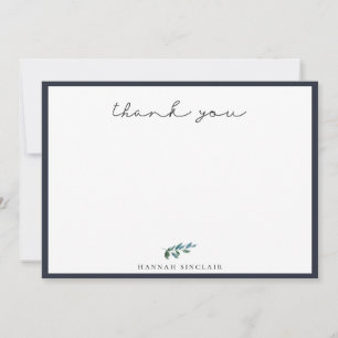 ボタエレガントニカルブランチNavy Blue Thank You ノートカード