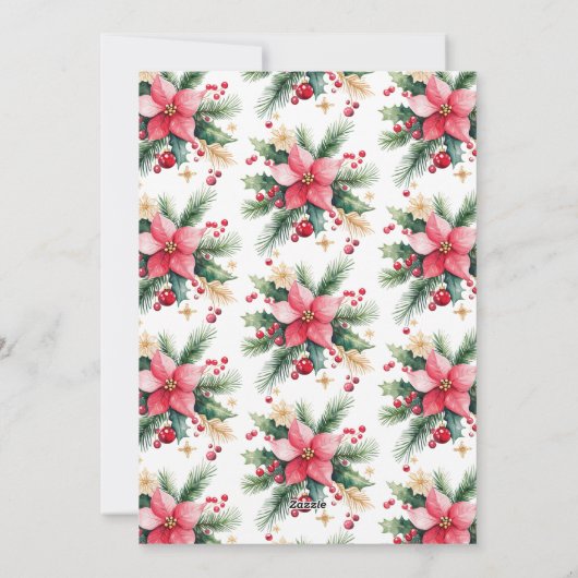 ボタエレガントニカルベリー非写真クリスマス シーズンカード (裏面)