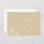 ボタエレガントニカルホワイトフローラウェディングRSVPカード (正面/裏面)