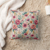 ボタエレガントニカルボホウォーター色フローラ クッション (ブランケット)