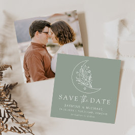 ボタエレガントニカルムーンアンドスターズセージグリーン セーブザデート