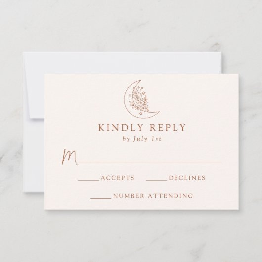 ボタエレガントニカルムーンアンドスターズテラコッタ 出欠カード (正面)