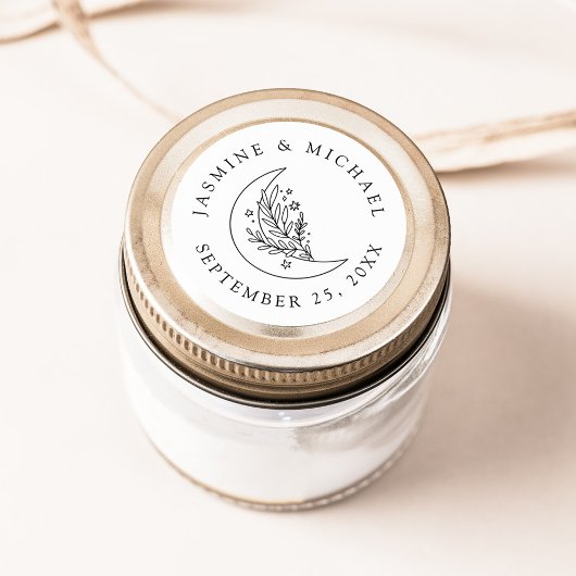 ボタエレガントニカルムーンアンドスターズ結婚式の引き出物 ラウンドシール