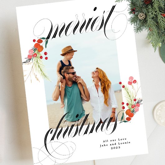 ボタエレガントニカルメリークリスマスワン写真 シーズンカード