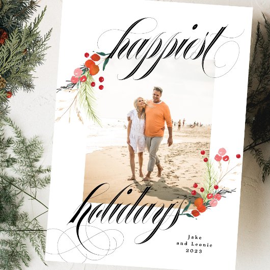 ボタエレガントニカルメリークリスマスワン写真 シーズンカード