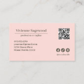 ボタエレガントニカルモノグラムクレストピンクグリーンQRCODE 名刺 (裏面)