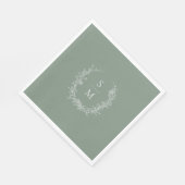 ボタエレガントニカルモノグラムセージ結婚グリーン スタンダードランチョンナプキン (角)