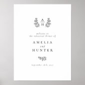 ボタエレガントニカルモノグラムリハーサルのディナーサイン ポスター (正面)