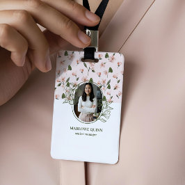 ボタエレガントニカルモノグラムロゴフローラ水彩色 バッジ