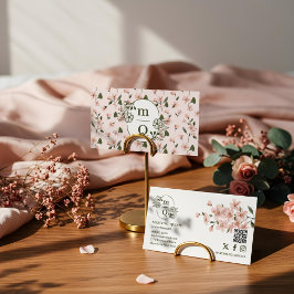 ボタエレガントニカルモノグラムロゴフローラ水彩色 名刺