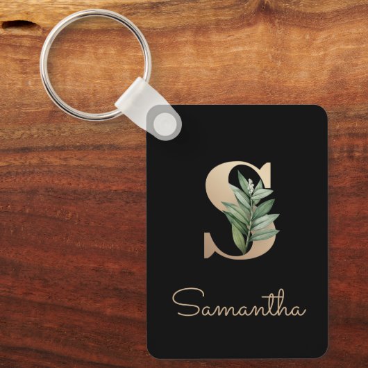 ボタエレガントニカルモノグラム金ゴールドレターSキーチェーン キーホルダー (正面)