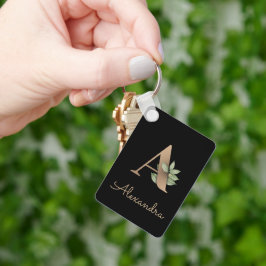 ボタエレガントニカルモノグラム金ゴールド手紙Aキーチェーン キーホルダー