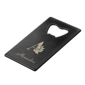 ボタエレガントニカルモノグラム金ゴールドA クレジットカード栓抜き (正面アングル)