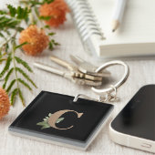 ボタエレガントニカルモノグラム金ゴールドC キーホルダー (正面右)