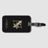 ボタエレガントニカルモノグラム金ゴールドN ラゲッジタグ (正面横)