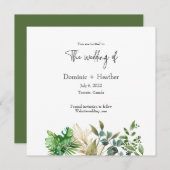 ボタエレガントニカルリーフ結婚式招待状 (正面/裏面)