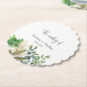 ボタエレガントニカルリーフ結婚式招待状 ペーパーコースター (アングル)