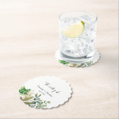 ボタエレガントニカルリーフ結婚式招待状 ペーパーコースター (インサイチュ)