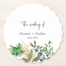 ボタエレガントニカルリーフ結婚式招待状 ペーパーコースター